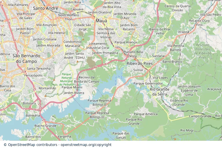 Mapa estático da região central de Mauá SP