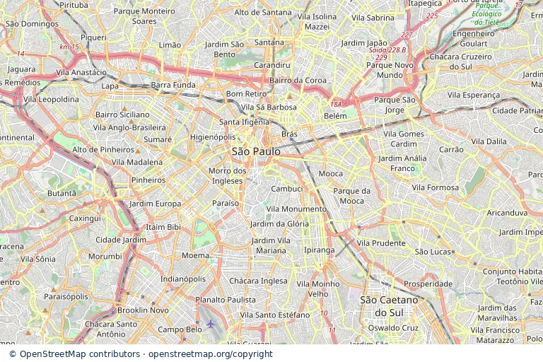 Mapa estático da região central de São Paulo SP
